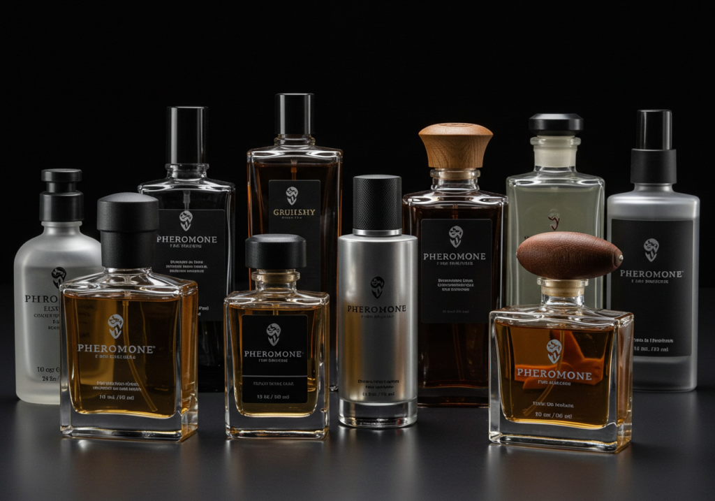 Imagen con diferentes tipos de feromonas. ¿Qué pasa si me pongo perfume con feromonas?